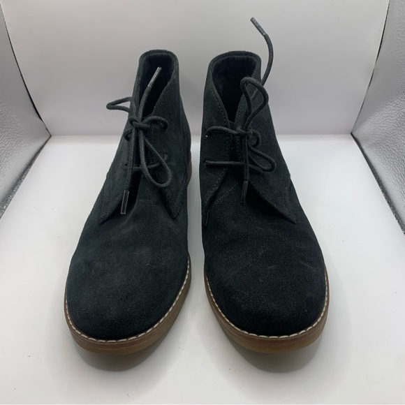 Hush Puppies Boots  9.5 Moyen Chukka Ankle Lace Up Black Leather - Picture 2 of 9